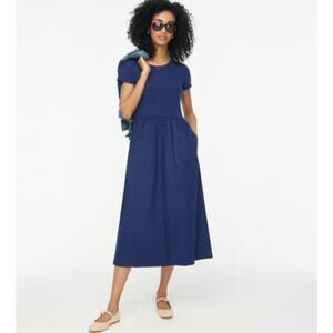J.Crew Short Sleeve Knit Mixy Midi Dress WMNS S Blue Crew Neck Stretch Pullover